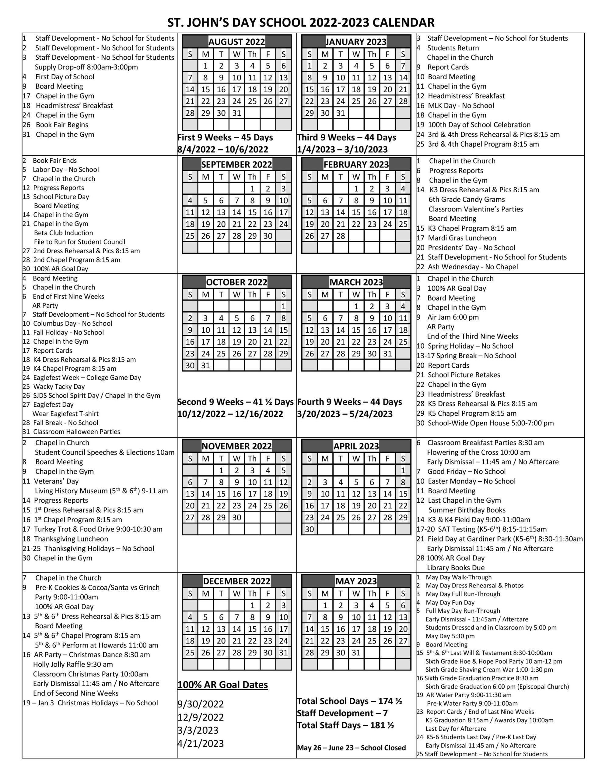 Calendars ‹ St Johns Day School