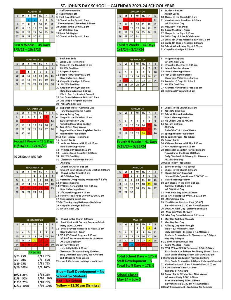 Calendars ‹ St Johns Day School